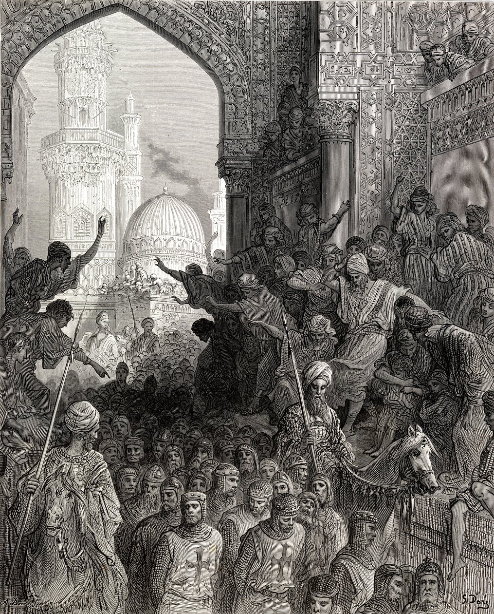 Przyjazd do Kairu więźniów Monachium, ilustracja z „Bibliotheque des Croisades” J-F. Michaud, 1877 r. autorstwa Gustave Dore