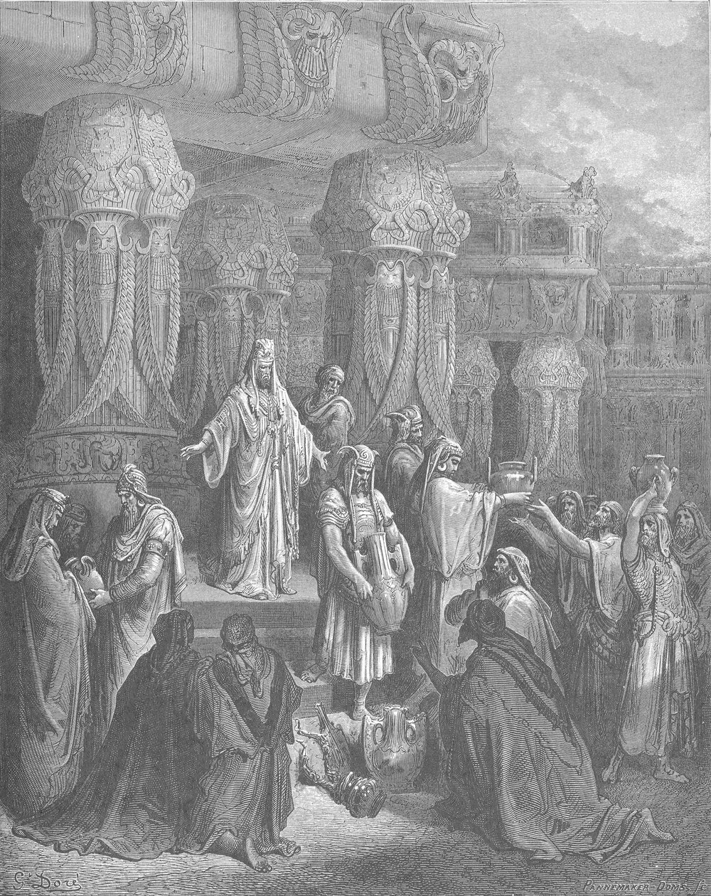 Cyrus odnawia naczynia świątyni autorstwa Gustave Dore