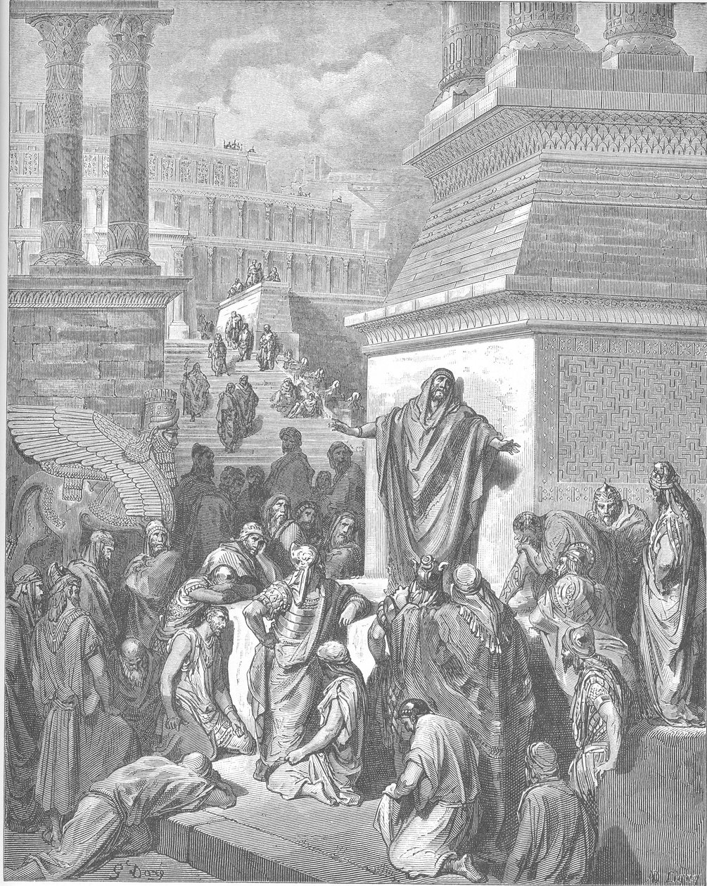 Jonasz głosi mieszkańcom Niniwy autorstwa Gustave Dore