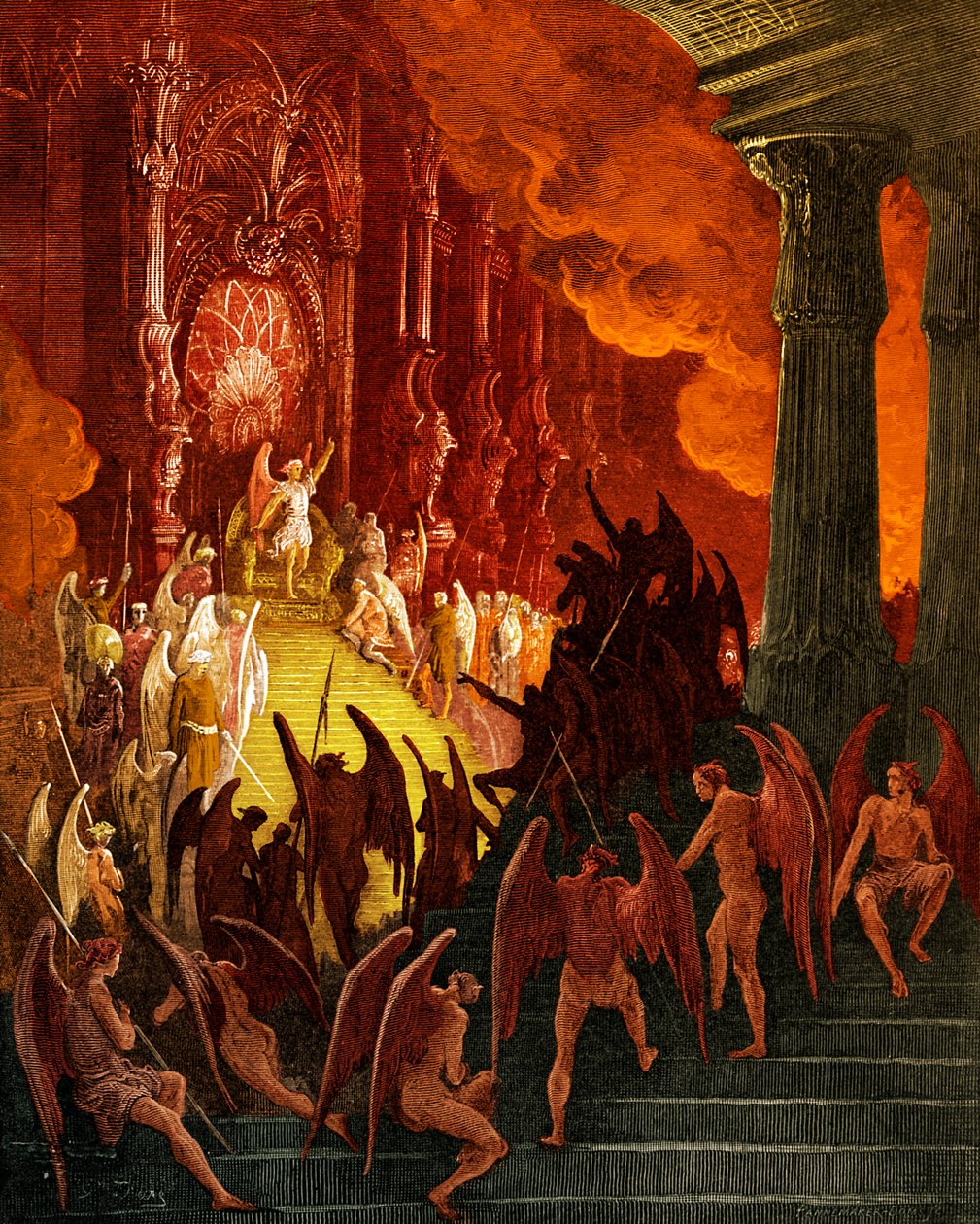 Raj utracony: Szatan w Radzie, rycina Gustave Doré autorstwa Gustave Dore