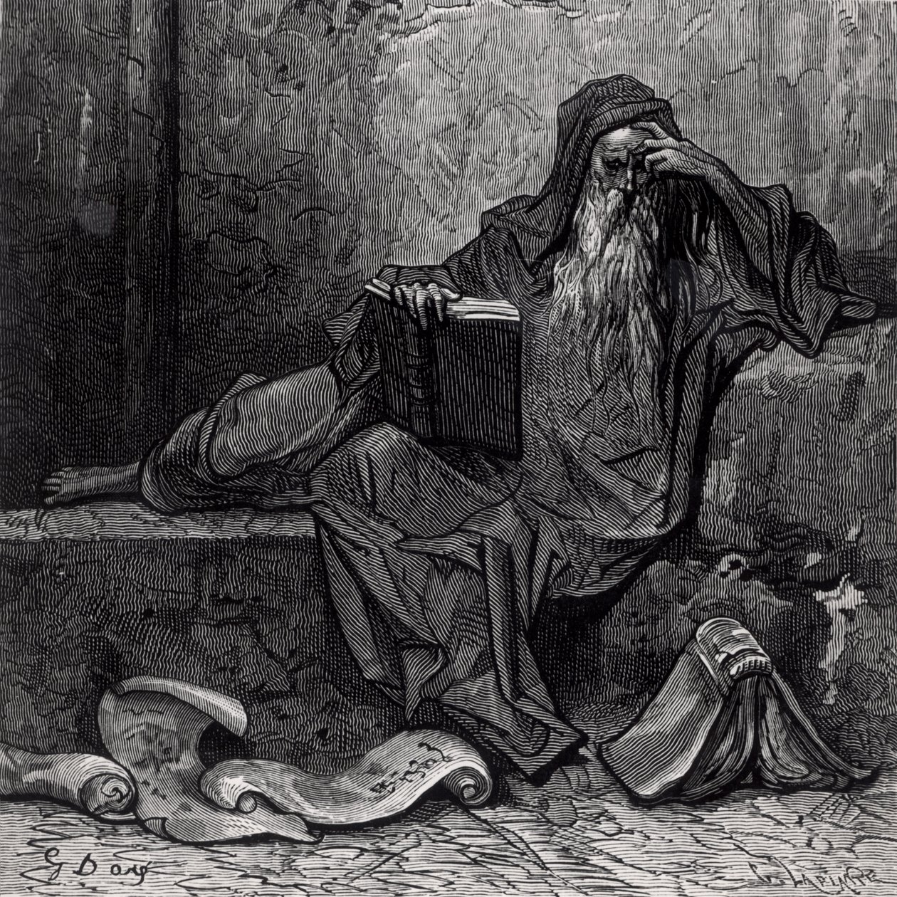 Zaklinacz Merlin, z „Orlando Furioso” Ludovico Ariosto (1474-1533), opublikowany przez Hachette w 1888 r. autorstwa Gustave Dore
