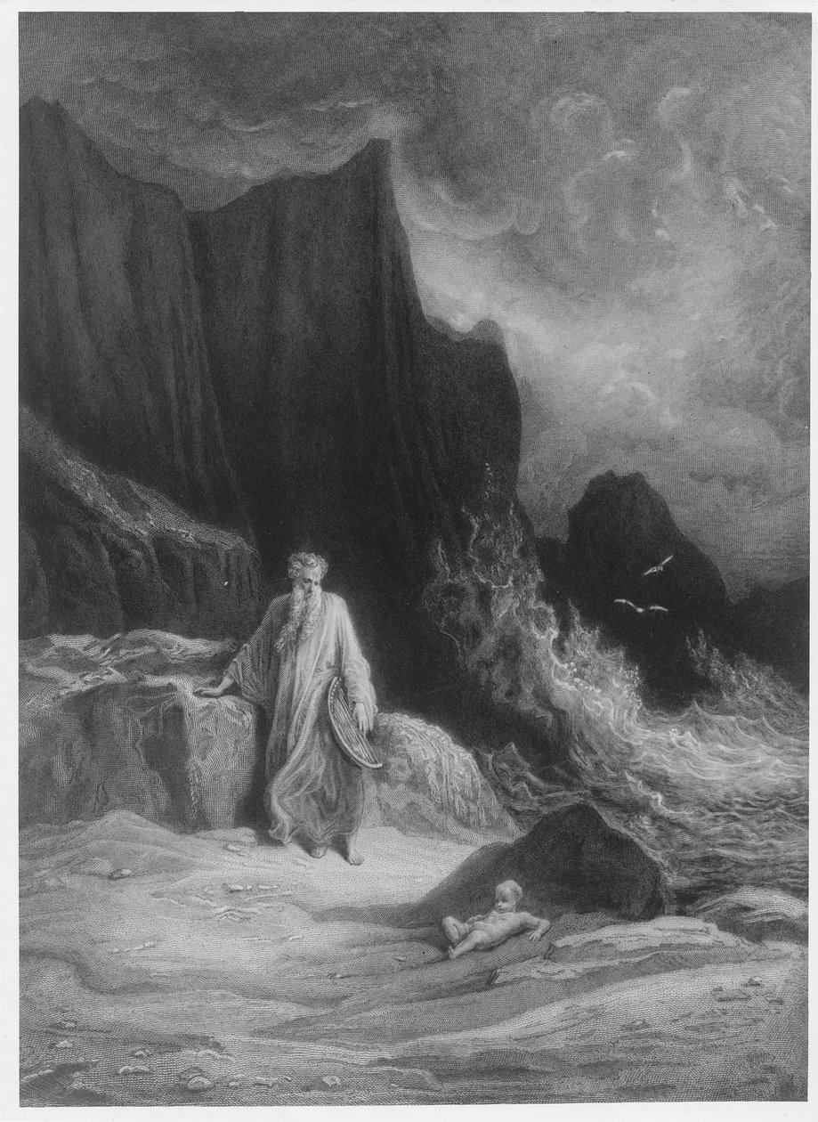 Znalezienie króla Artura, ilustracja z „Idylls of the King” Alfreda Tennysona autorstwa Gustave Dore