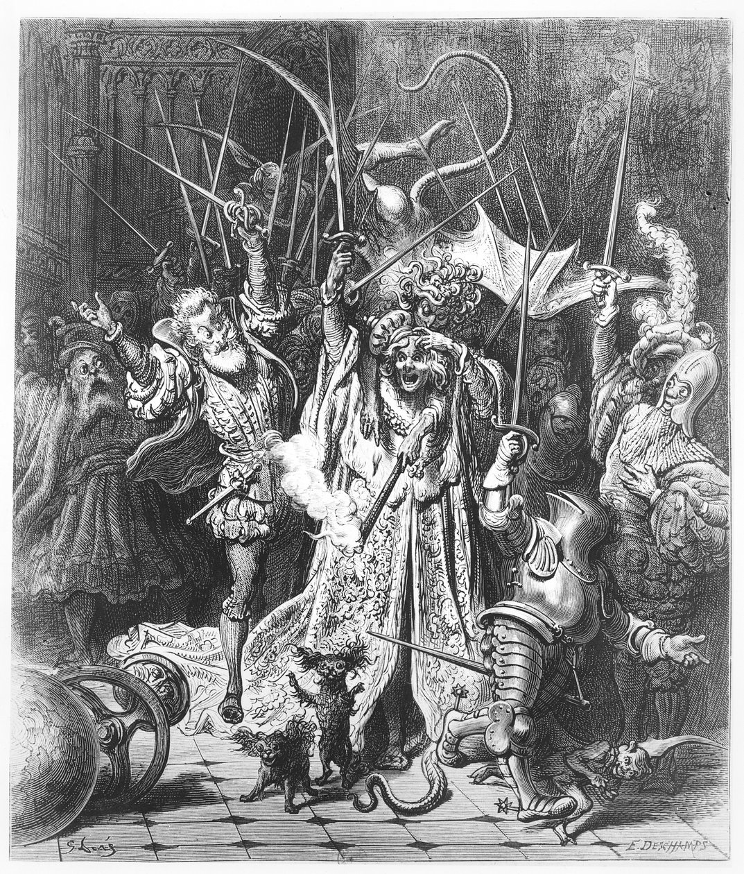 Pinochleista, ilustracja z „Gargantua i Pantagruel”, autorstwa François Rabelais autorstwa Gustave Dore