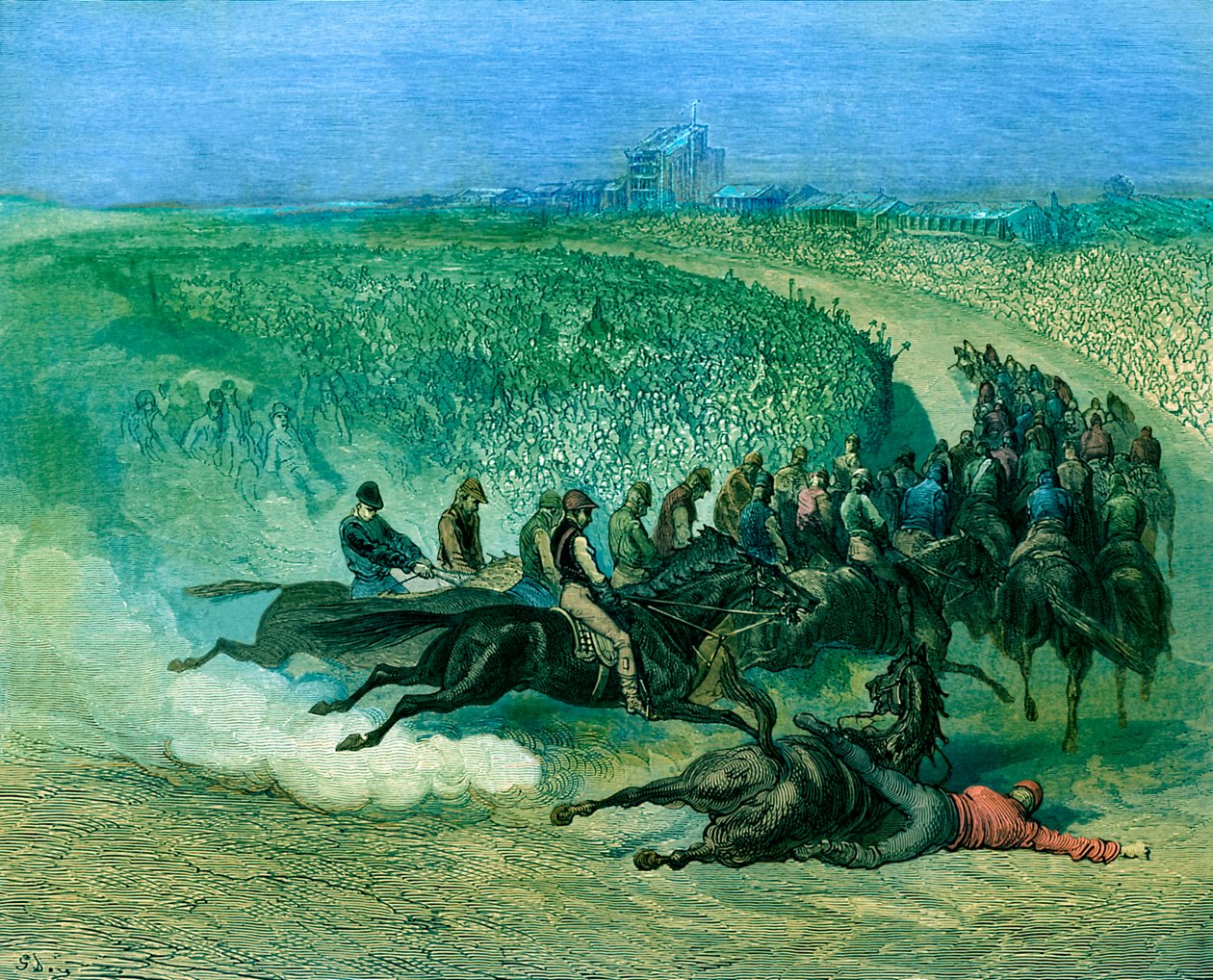 Wiktoriańskie Derby na rogu Tattenham autorstwa Gustave Dore