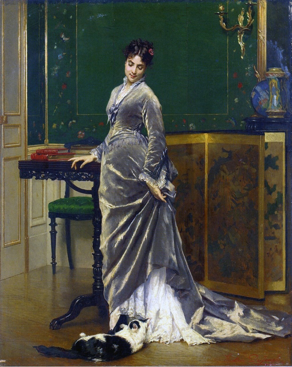 Zabawny kot autorstwa Gustave Léonard de Jonghe