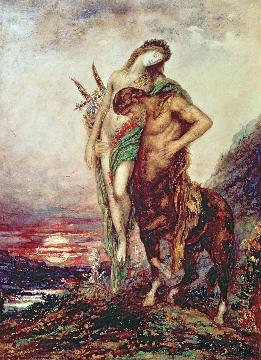 Martwy poeta niesiony przez centaura autorstwa Gustave Moreau