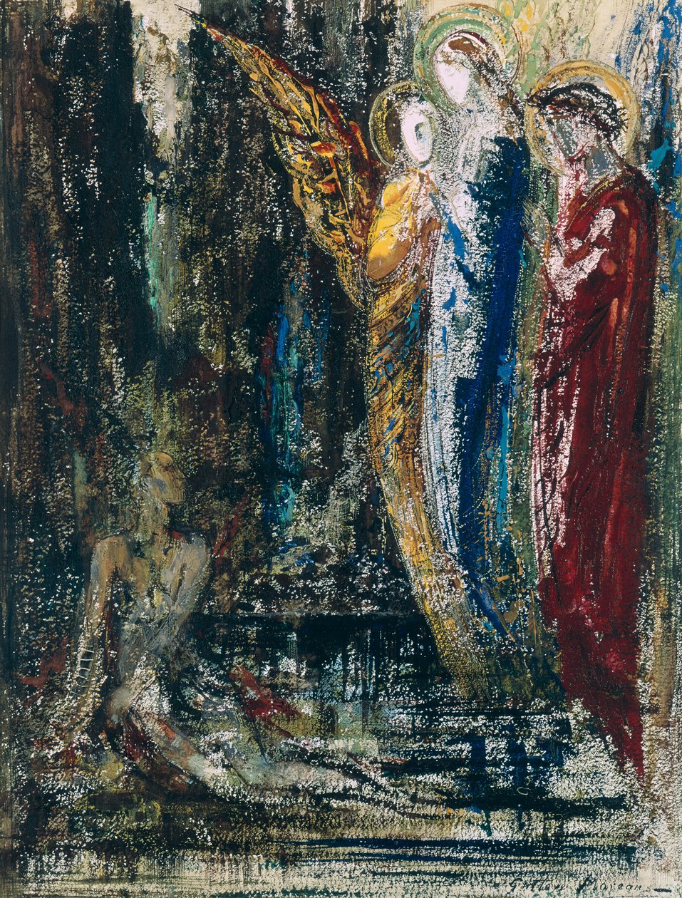 Hiob i aniołowie, ok. 1890 r. autorstwa Gustave Moreau