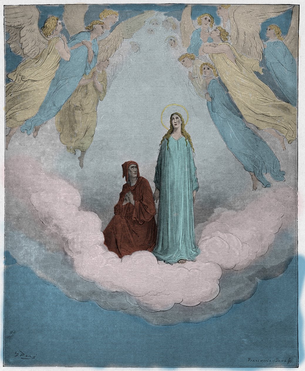 Paradiso, Canto 21 : Błogosławiona Beatrycze w siódmym kręgu, ilustracja z Boskiej komedii autorstwa Dante Alighieri, 1885 (cyfrowo kolorowane grawerowanie) autorstwa Gustave after Dore