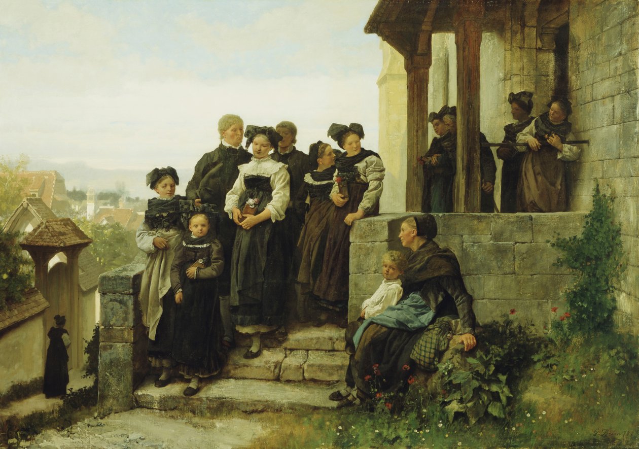 Po nabożeństwie protestanckim, 1872 r. autorstwa Gustave Brion