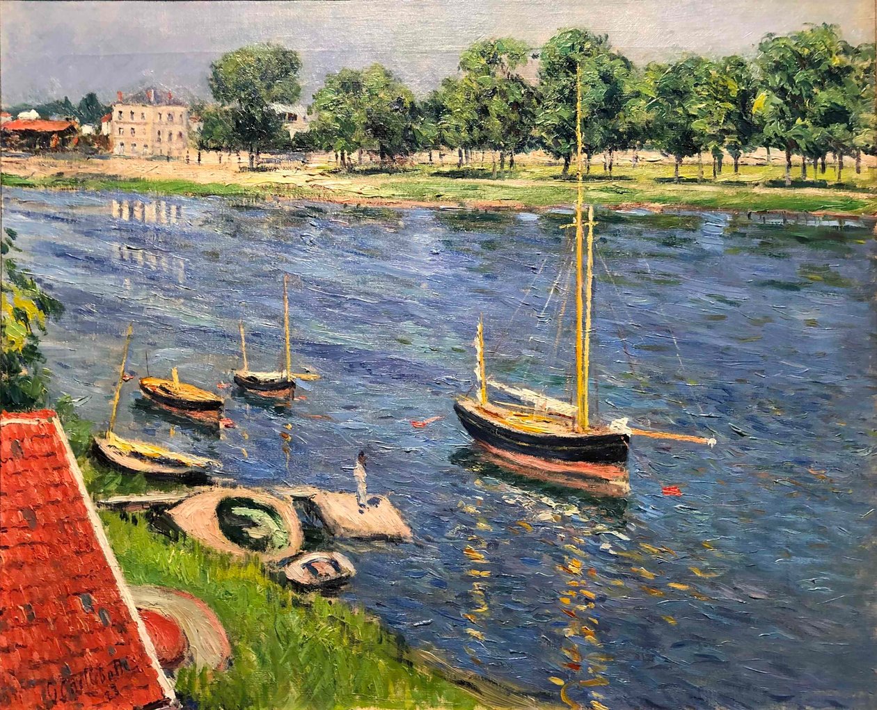 Sekwana w Argenteuil, łodzie na kotwicy, 1883. autorstwa Gustave Caillebotte