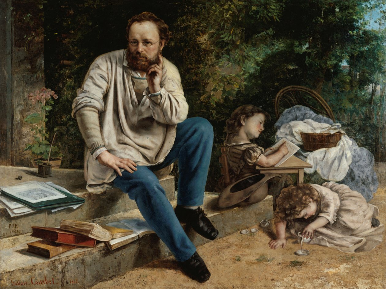 Pierre-Joseph Proudhon 1809-1865 i jego dzieci, 1865. autorstwa Gustave Courbet