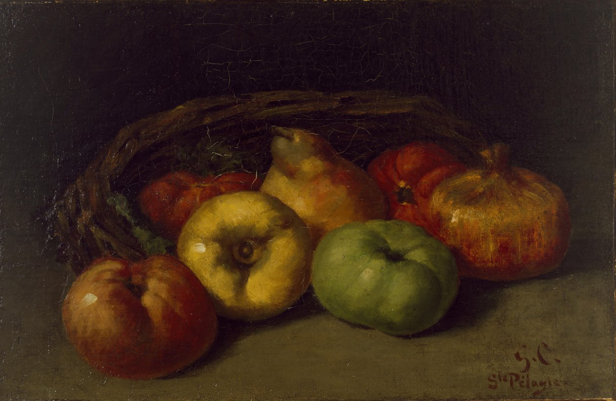 Martwa natura z jabłkami, gruszką i granatami autorstwa Gustave Courbet