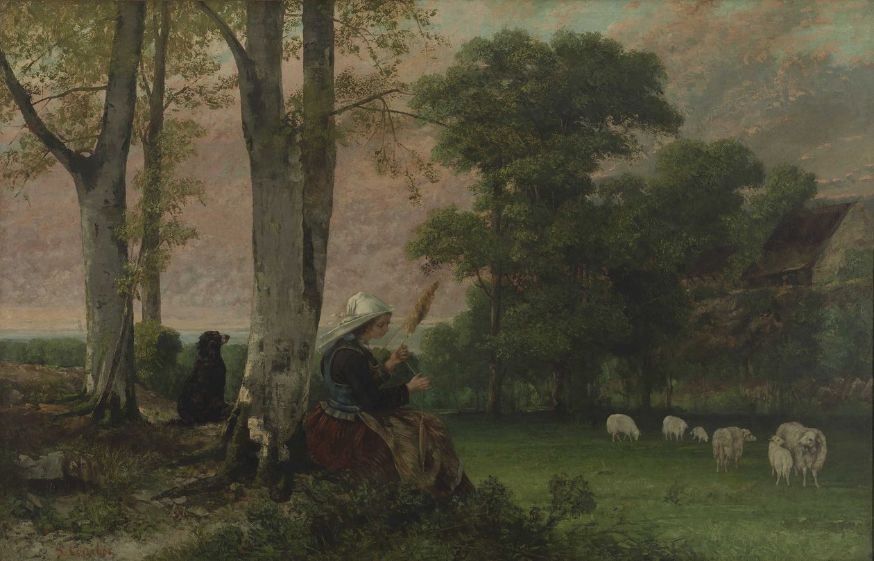 Pasterka (The Breton Spinner) autorstwa Gustave Courbet