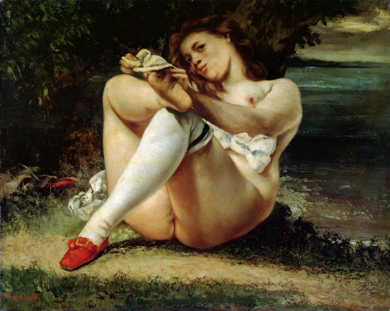 Kobieta w białych pończochach, ok. 1861 r. autorstwa Gustave Courbet