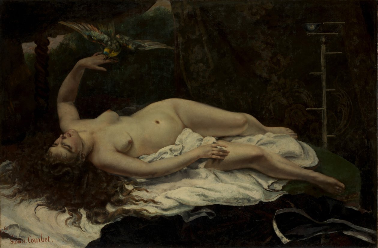 Kobieta z papugą, 1866. autorstwa Gustave Courbet