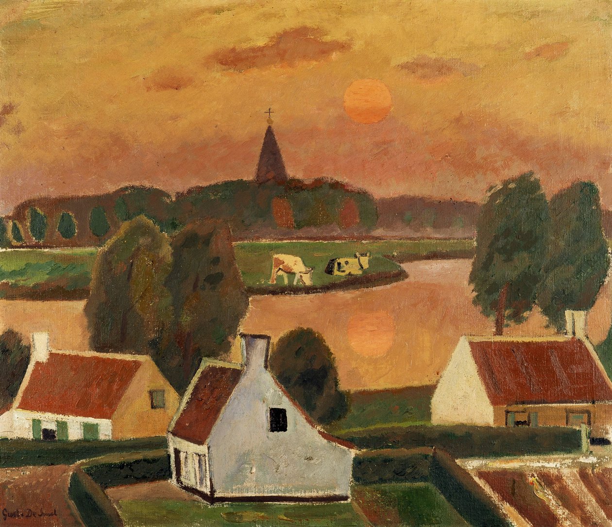 Widok na wioskę autorstwa Gustave de Smet