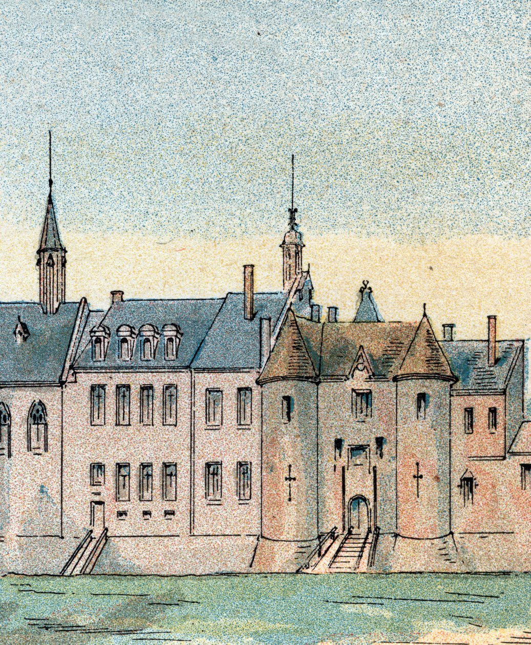 Widok na zamek Plessis-les-Tours autorstwa Gustave Demoulin