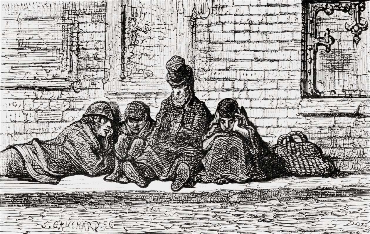„Śpiąc na ulicach”, 1872. autorstwa Gustave Dore
