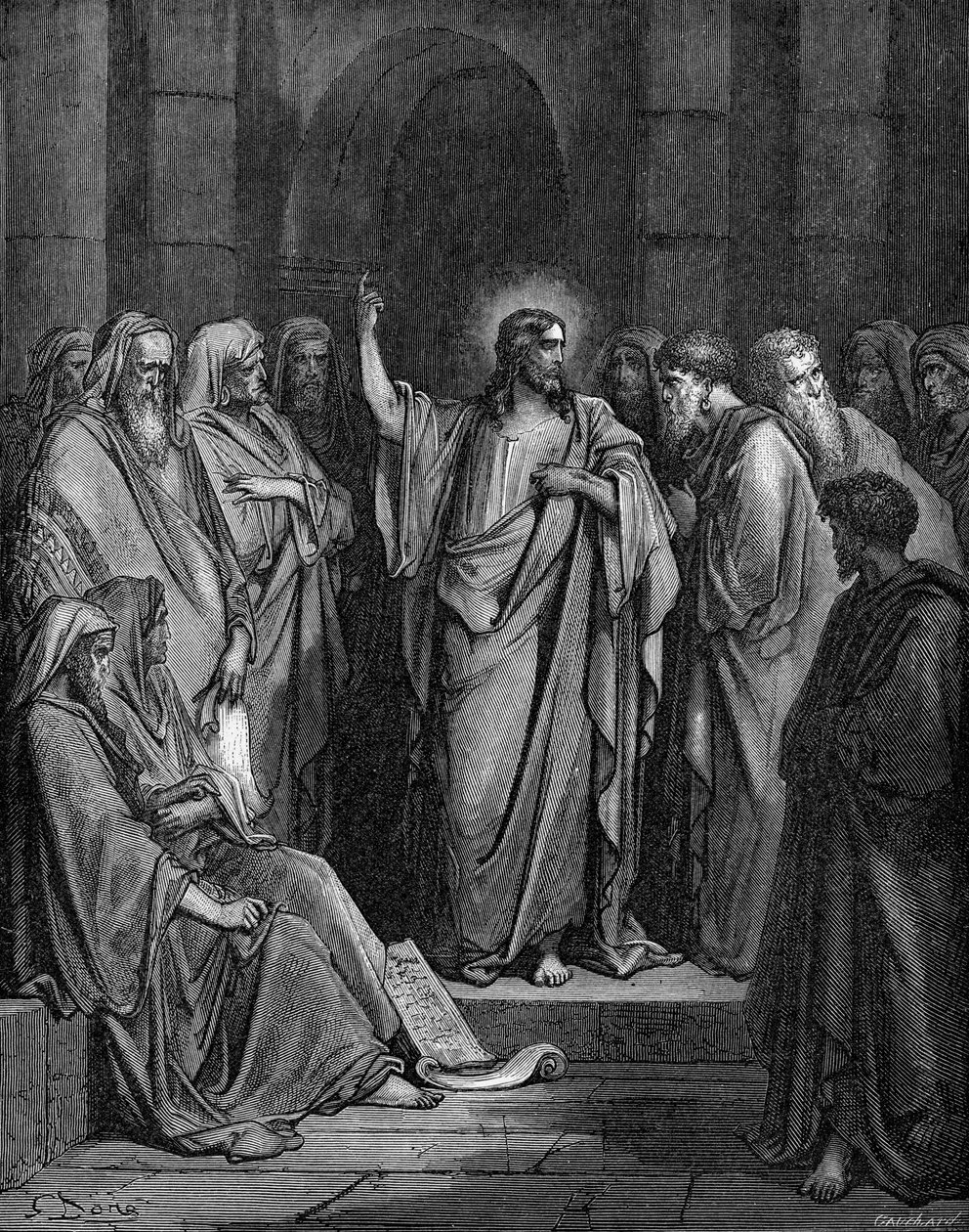 Chrystus w synagodze autorstwa Gustave Dore