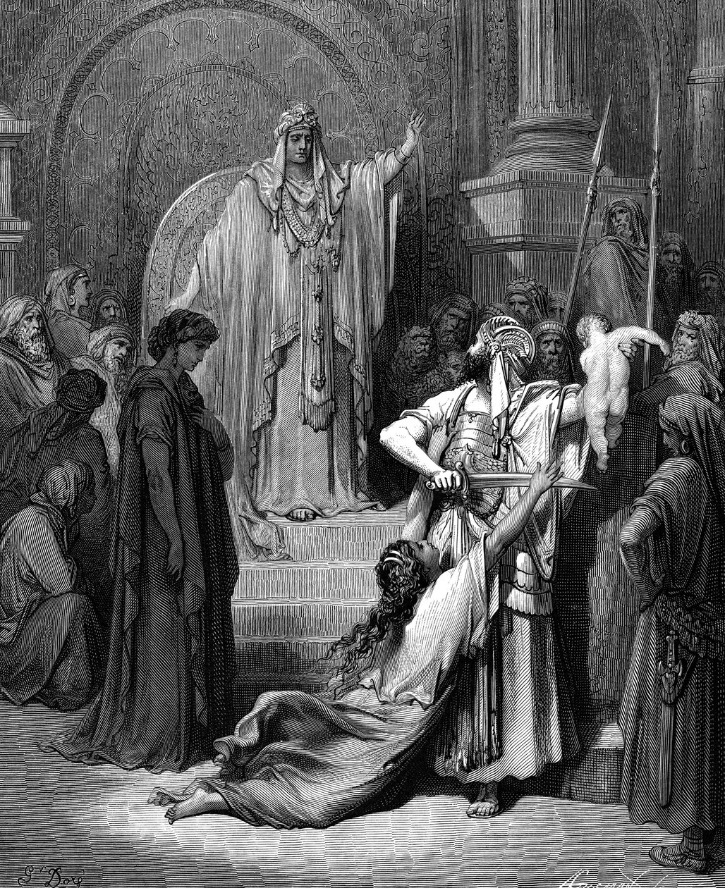 Wyrok Salomona, 1866 autorstwa Gustave Dore