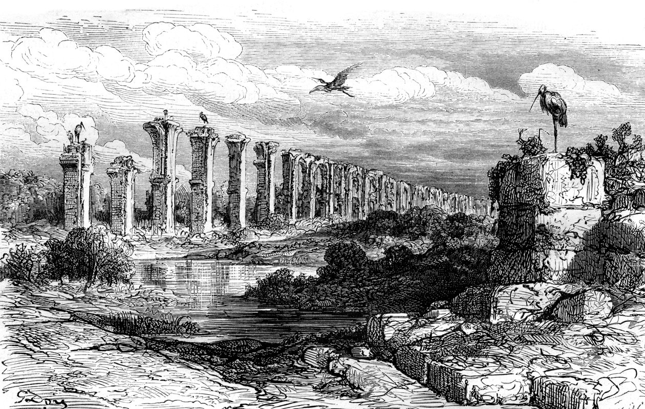 Akwedukt rzymski, Merida, Hiszpania, XIX w. autorstwa Gustave Dore