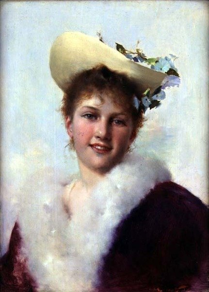 Easter Bonnet (olej na panelu) autorstwa Gustave Jacquet
