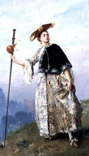 Modna kobieta (panel) autorstwa Gustave Jacquet