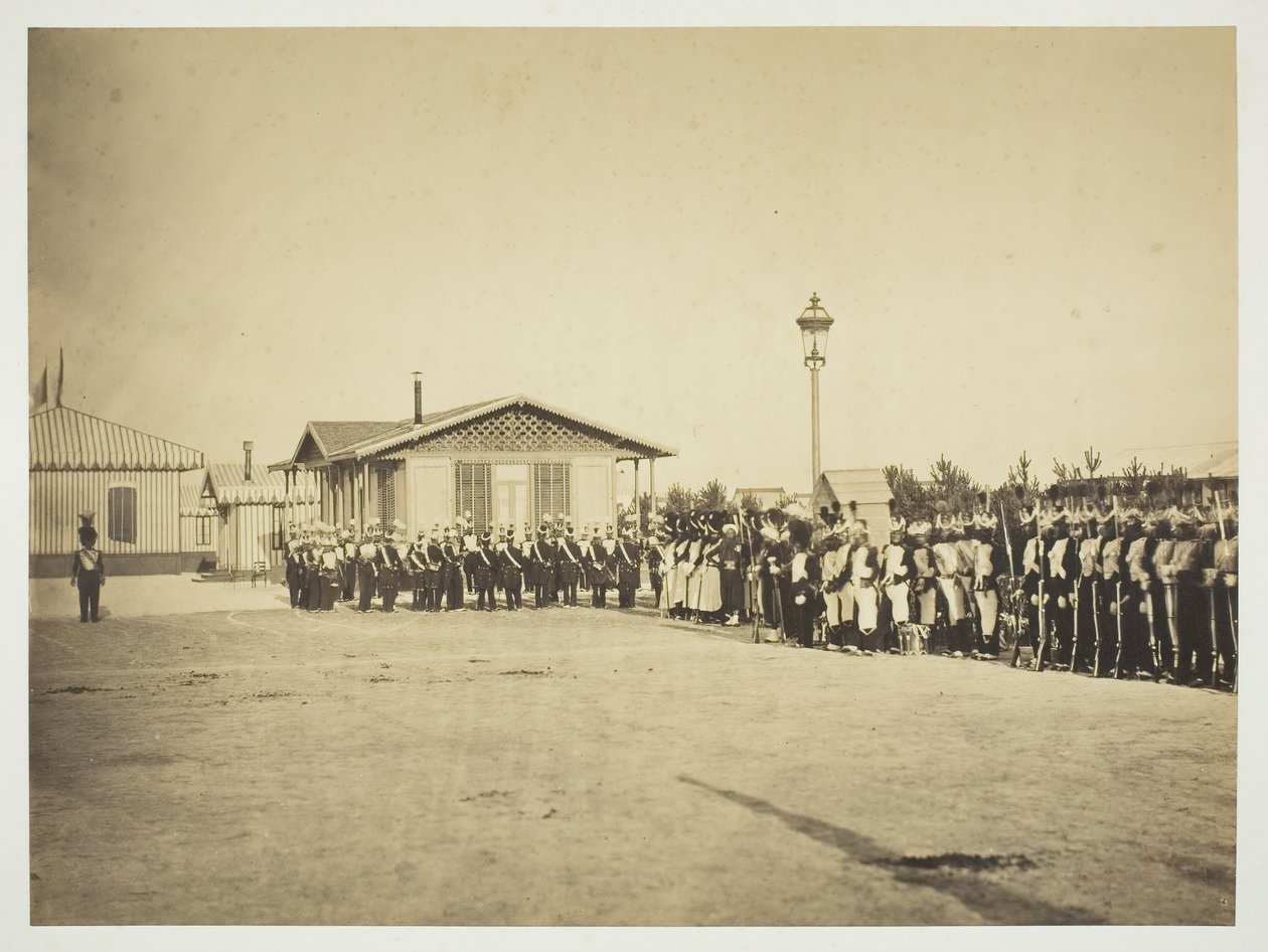 Żołnierze lekkiej piechoty, Camp de Châlons, 1857. autorstwa Gustave Le Gray
