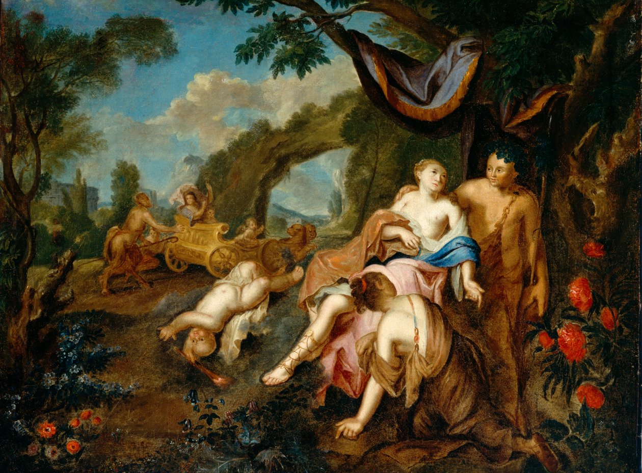Bachus i Ariadna, ok.1725 autorstwa Gustavus Hesselius