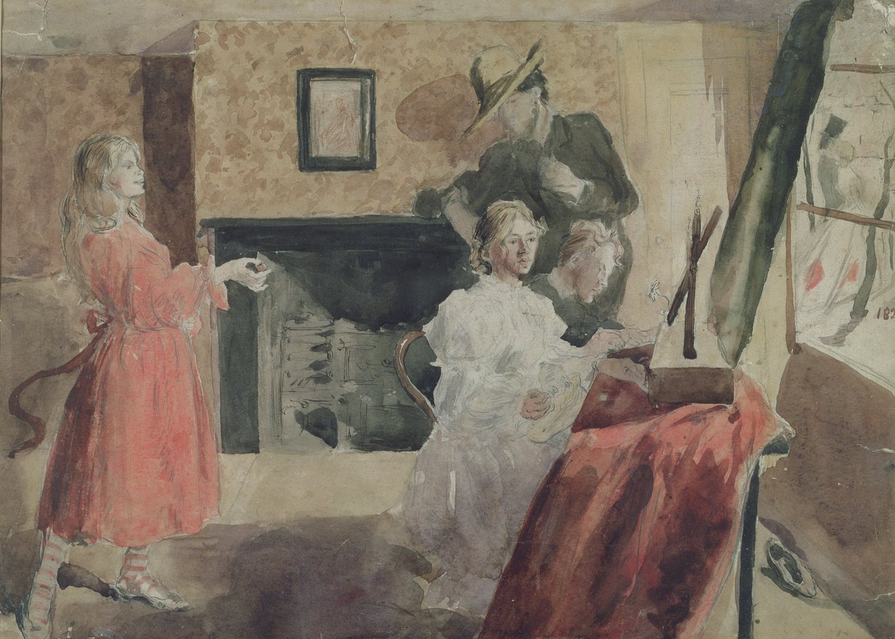 Grupa Portretowa, 1897-98 (ołówek, długopis i toaleta na papierze) autorstwa Gwen John