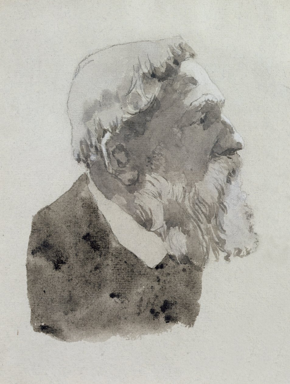 Studium portretowe Augusta Rodina (wc i ołówek na papierze) autorstwa Gwen John