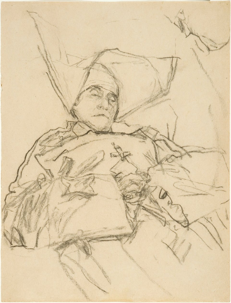 Umierająca zakonnica (kredka conte na papierze) autorstwa Gwen John
