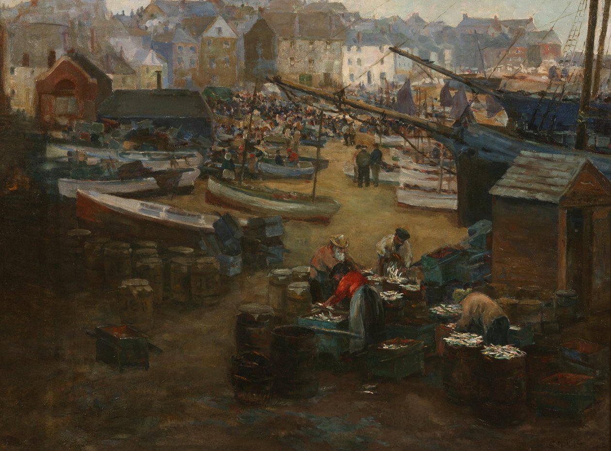Pakowanie ryb, St. Ives, ok. 1910 r. autorstwa Gwendoline Margaret Hopton