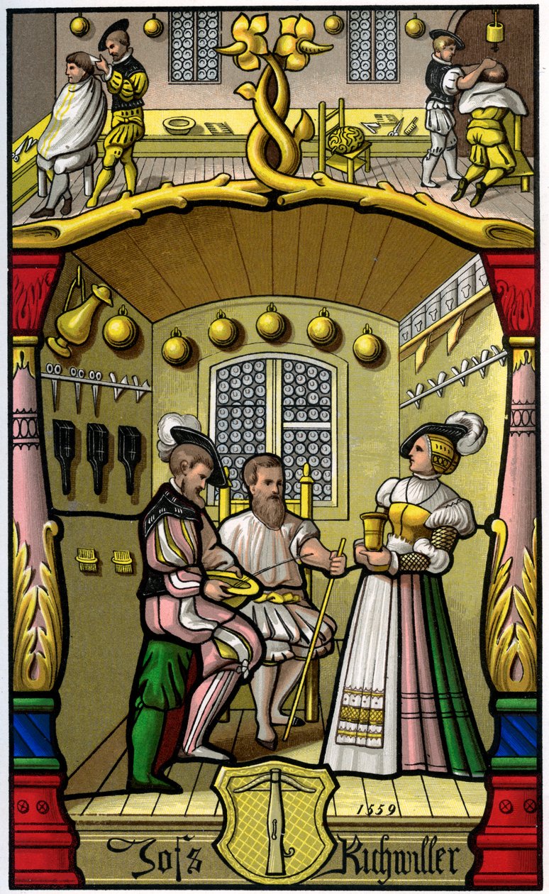 Fryzjer i perukarz, XVI w. 1849 r. autorstwa H. Moulin