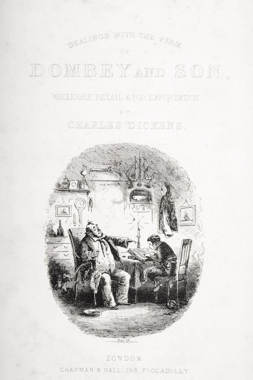 Ilustracja na okładce „Dombey and Son” Charlesa Dickensa, opublikowana po raz pierwszy w 1848 r. autorstwa Hablot Knight Browne
