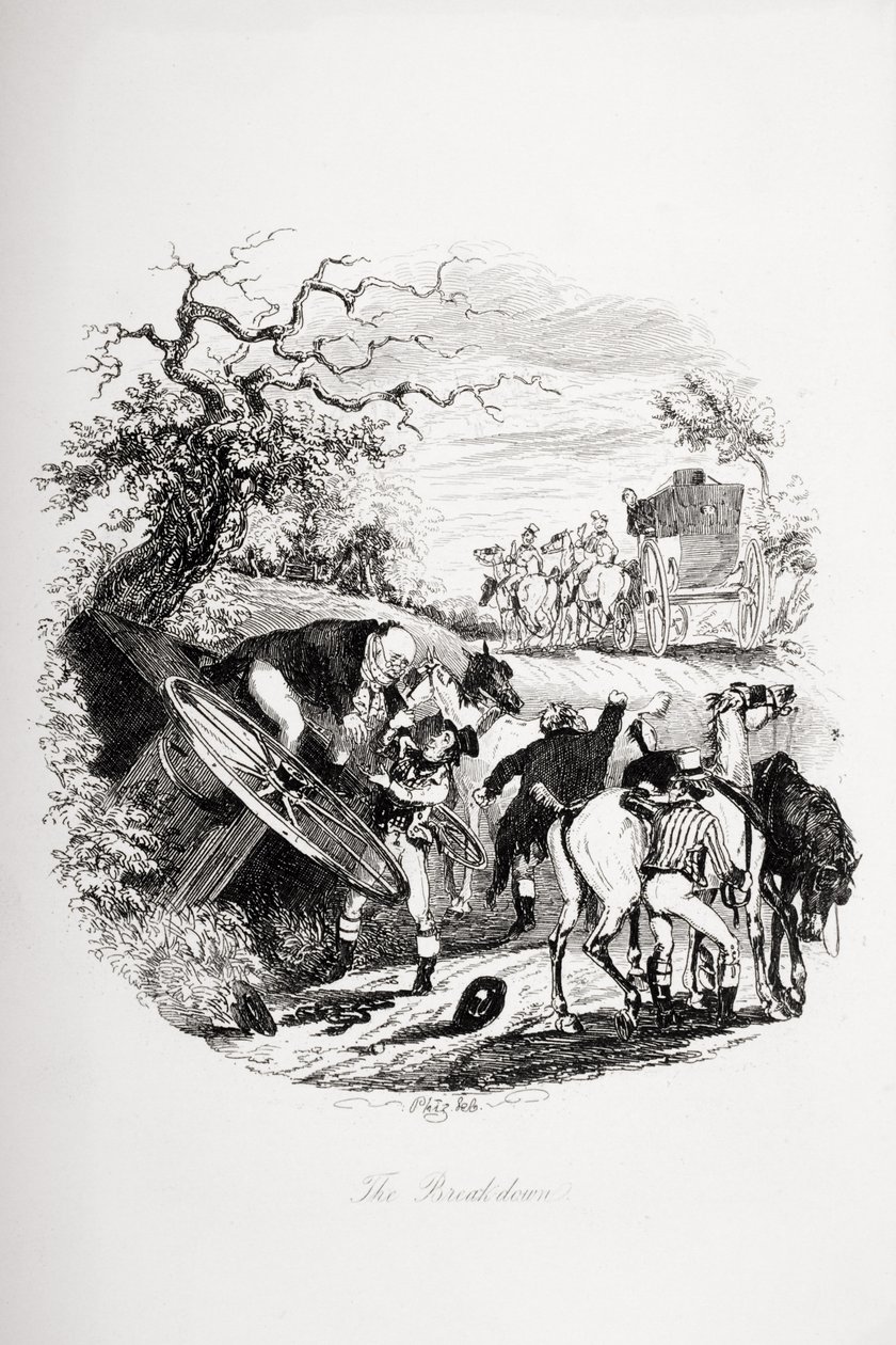 Podział, ilustracja z „The Pickwick Papers” Charlesa Dickensa (1812-70) z 1837 r. autorstwa Hablot Knight Browne