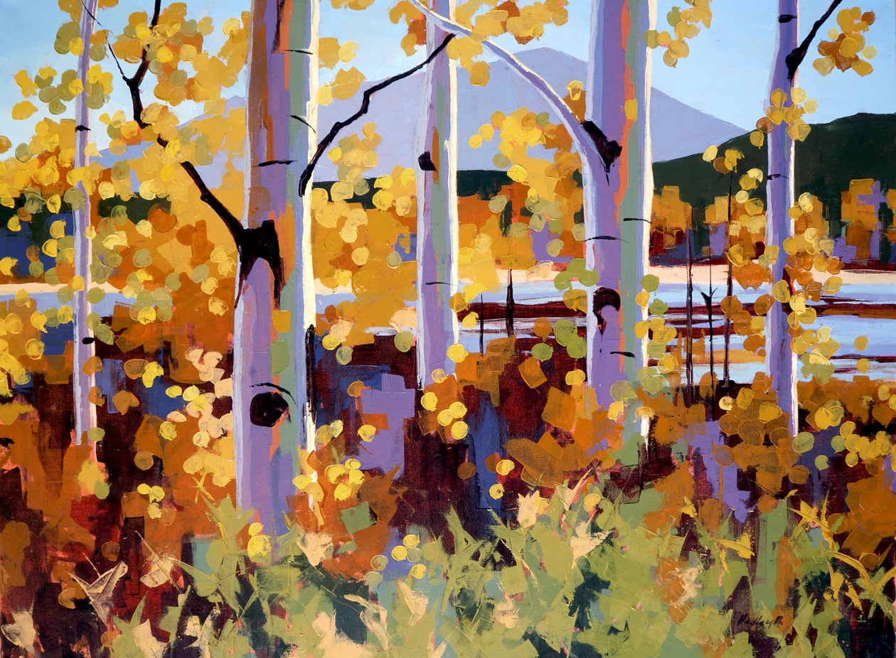 Teton Aspen, ok. 2024 (olej na płótnie) autorstwa Hadley Rampton