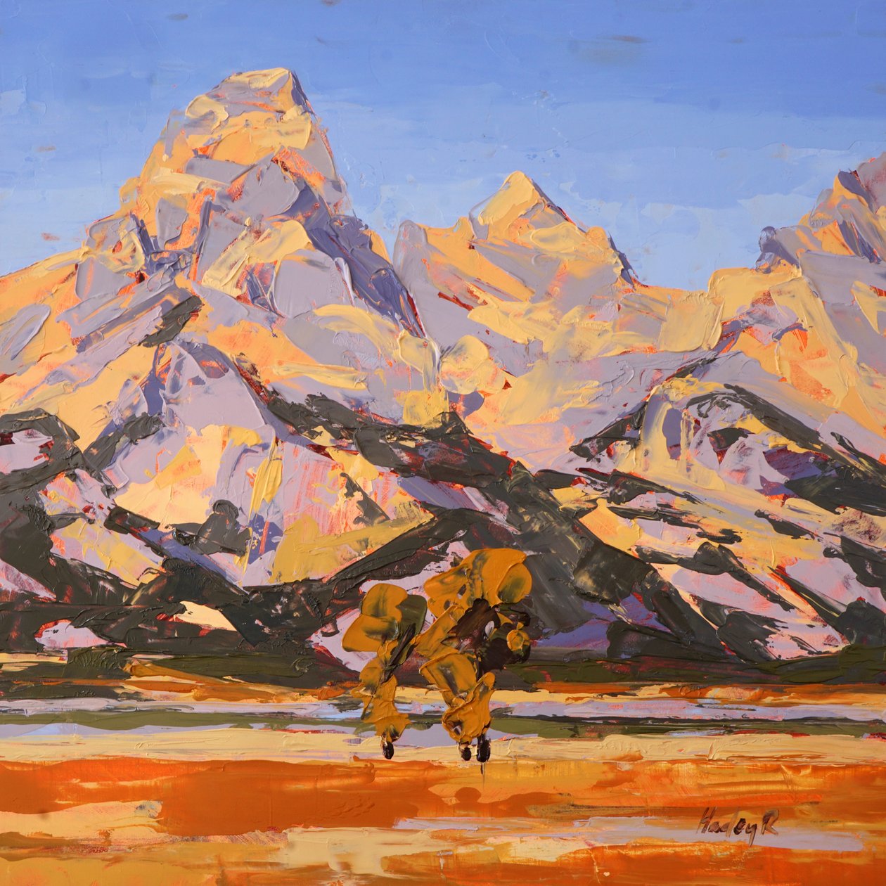 Teton Glow, ok. 2022 (olej na panelu) autorstwa Hadley Rampton