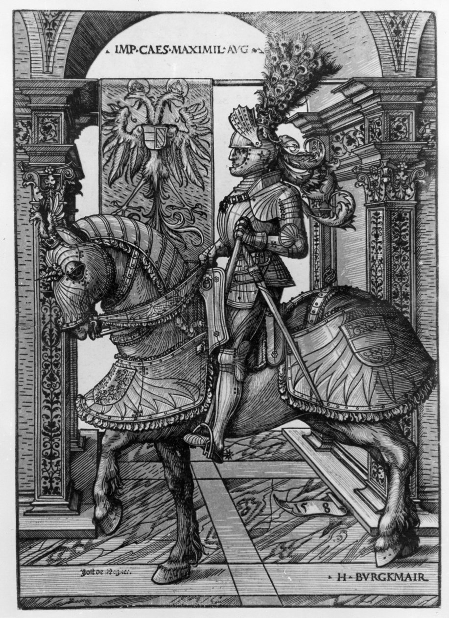 Portret konny Maksymiliana I (1459-1519) ok. 1508 autorstwa Hans Burgkmair