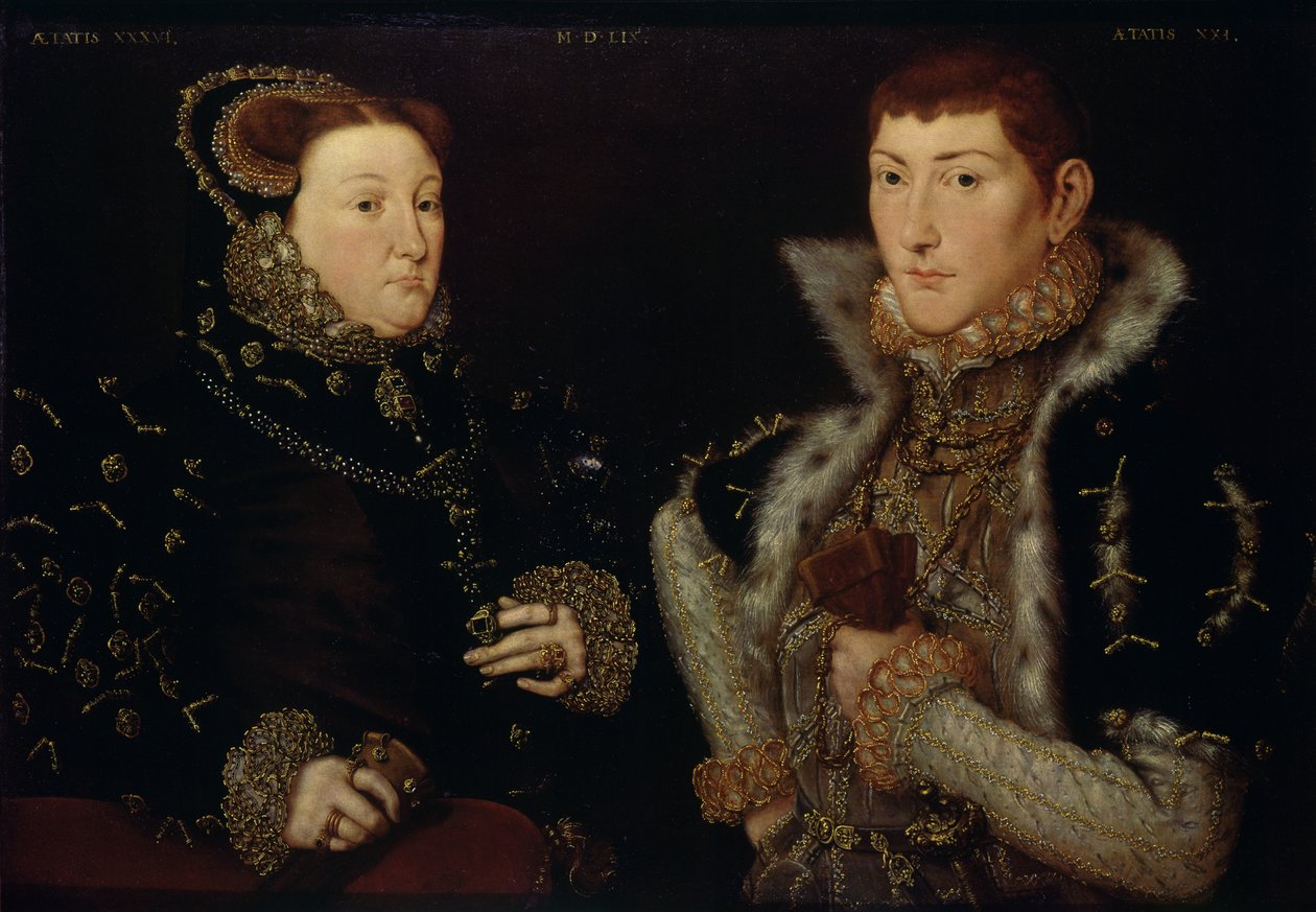 Lady Mary Nevill i jej syn Gregory Fiennes, 1559 autorstwa Hans Eworth