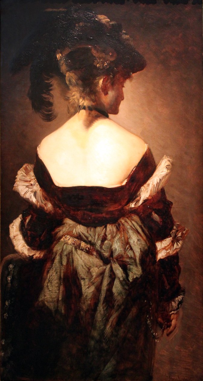 Dama w kapeluszu z piór autorstwa Hans Makart