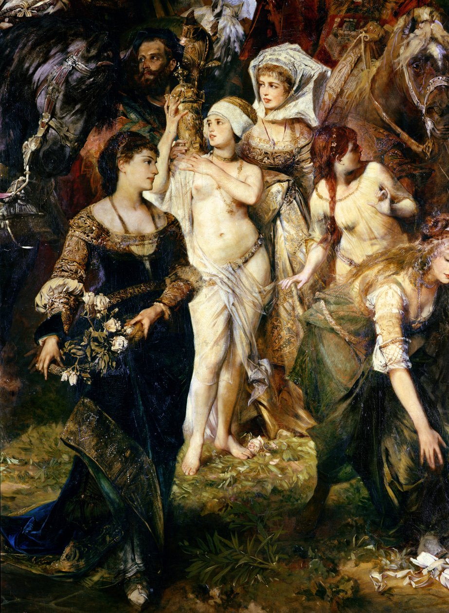 Fragment wejścia cesarza Karola V (1500-58) do Antwerpii w latach 1520, 1878 (patrz także 141421, 141423 i 141424) autorstwa Hans Makart