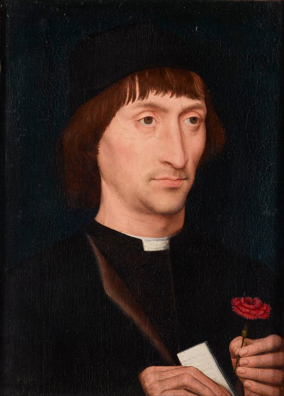 Portret mężczyzny z różem autorstwa Hans Memling
