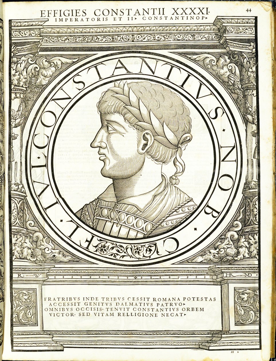 Konstancjusz II, ilustracja z „Cesarzy rzymskich całego Wschodu i Zachodu”, drzeworyt Rudolpha Wyssenbacha, druk Andreas Gesner, Zuri autorstwa Hans Rudolf Manuel Deutsch
