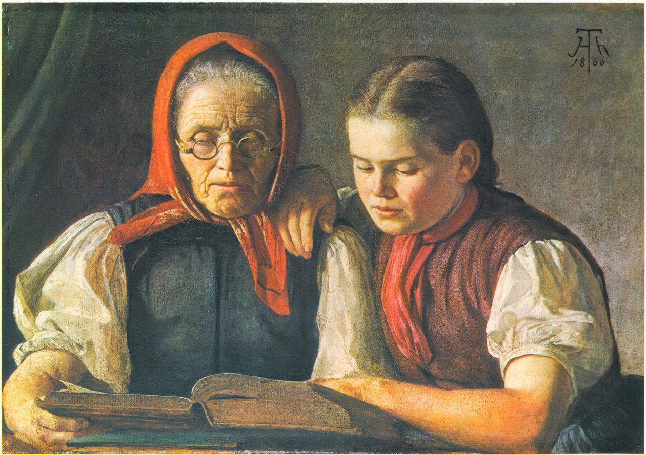 Matka i siostra artysty autorstwa Hans Thoma
