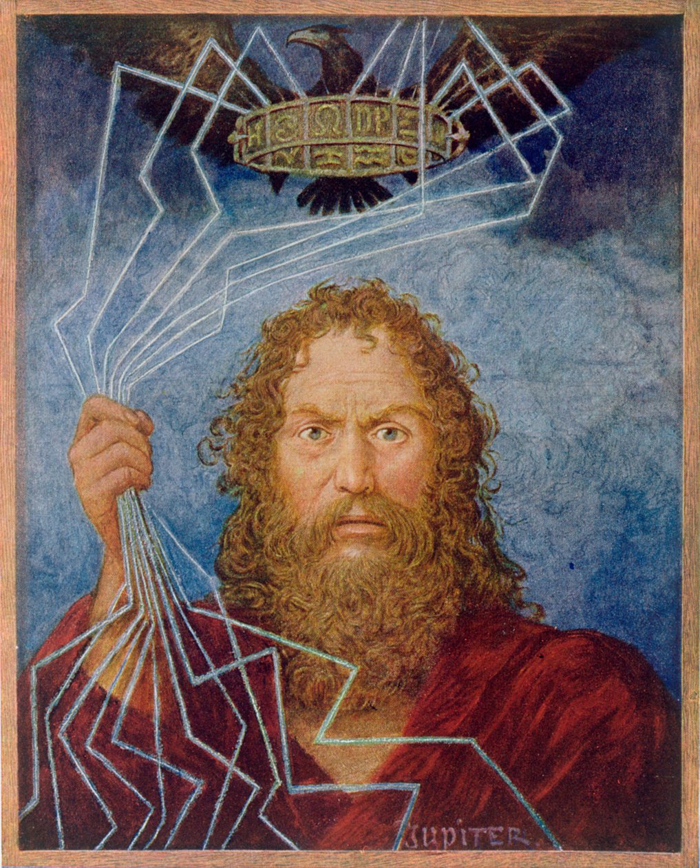 Jupiter, ilustracja z „Festkalender” wydanego w Lipsku ok. 1910 autorstwa Hans Thoma