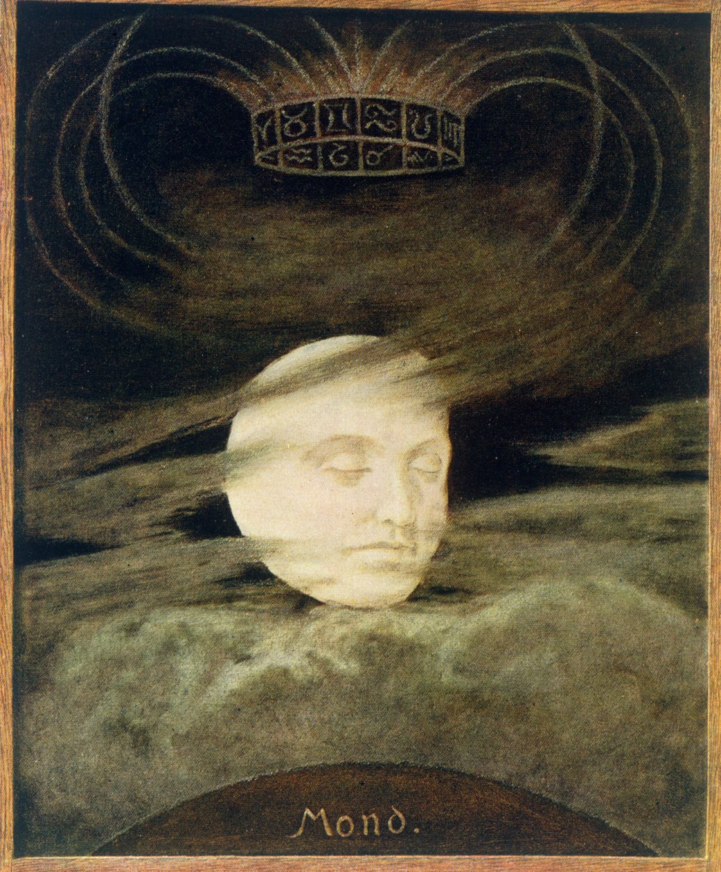 Księżyc, ilustracja z „Festkalender” wydanego w Lipsku ok. 1910 autorstwa Hans Thoma