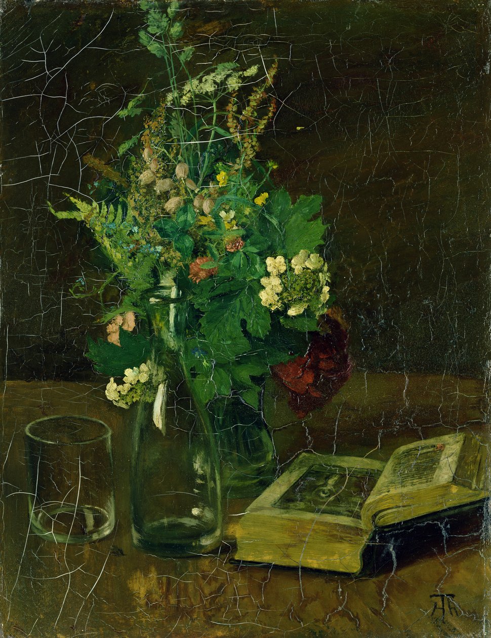Martwa natura z bukietem kwiatów i Biblią, 1872 autorstwa Hans Thoma