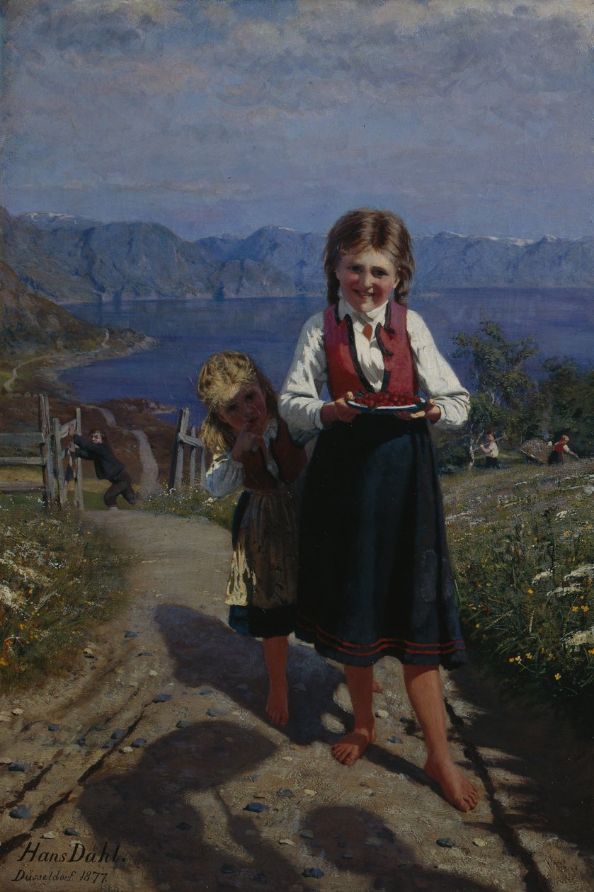 Dwie siostry z truskawkami autorstwa Hans Andreas Dahl
