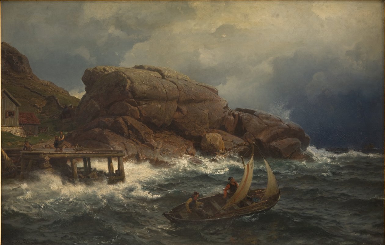 Norweski port morski autorstwa Hans Gude